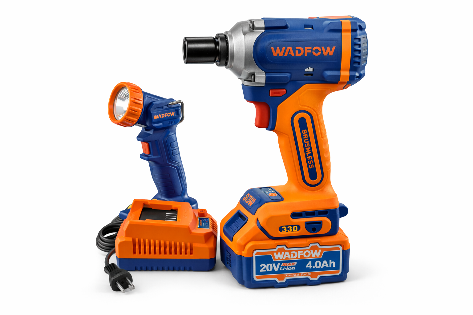 ¡Combo mecanico Pistola de impacto + linterna 20V WADFOW!