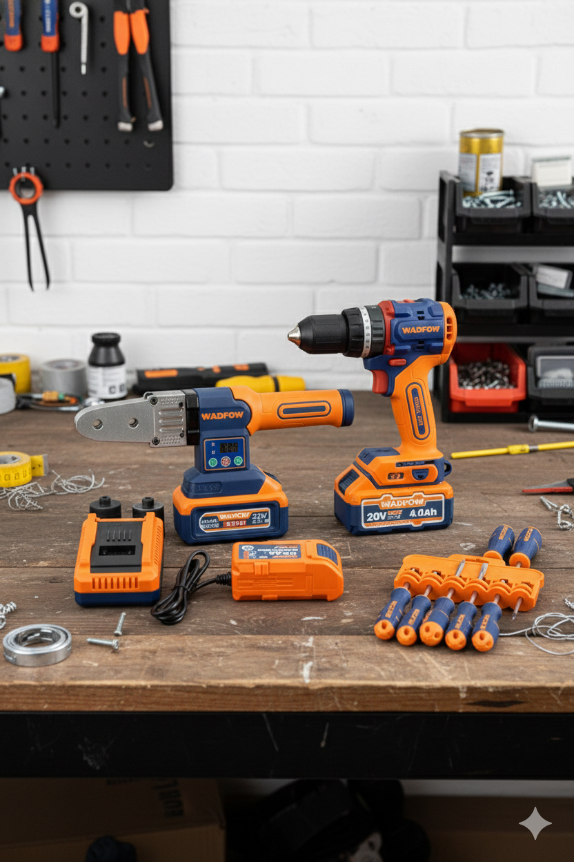 ¡Combo Termofusora + Taladro percutor herramientas WADFOW 20V!